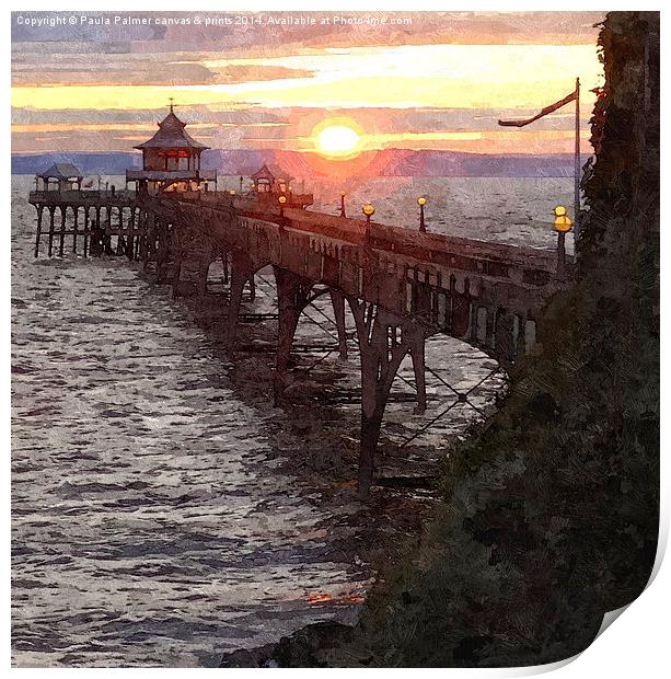  Artistic version of Clevedon pier in July 2014 Print by Paula Palmer canvas