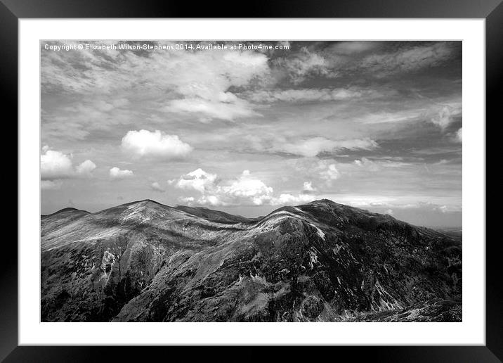  Snowdonia in Black and White Framed Mounted Print by Elizabeth Wilson-Stephen