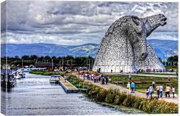 Kelpies and Canal Canvas Print by Tom Gomez