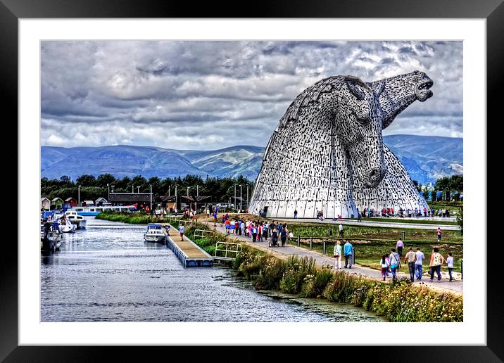 Kelpies and Canal Framed Mounted Print by Tom Gomez