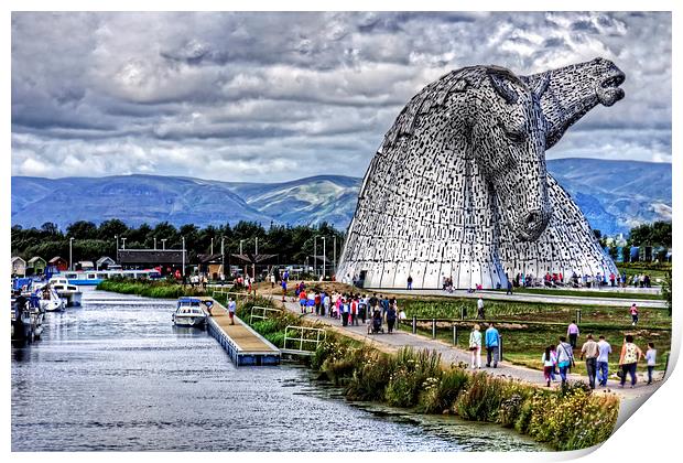 Kelpies and Canal Print by Tom Gomez