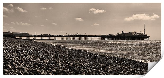Brighton Pier & Beach - sepia Print by Paul Piciu-Horvat