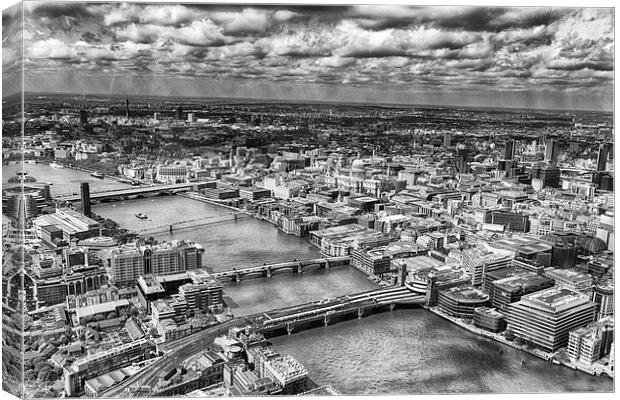 The City of London from The Shard in mono  Canvas Print by Mark Godden