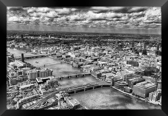 The City of London from The Shard in mono  Framed Print by Mark Godden