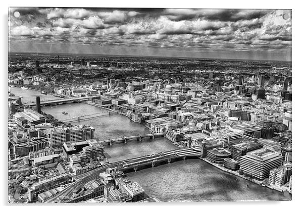 The City of London from The Shard in mono  Acrylic by Mark Godden