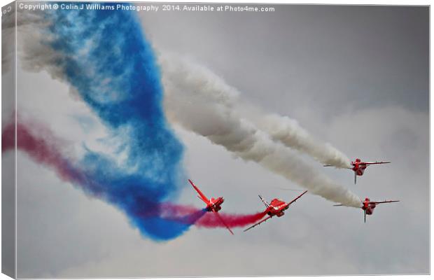  The Corkscrew - Red Arrows Farnborough 2014 Canvas Print by Colin Williams Photography