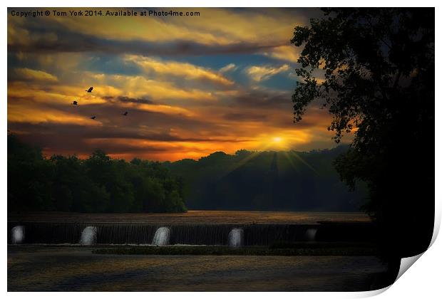 August Sunset On The Dam  Print by Tom York