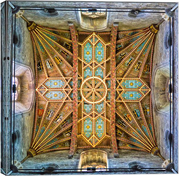  St Davids Cathedral tower ceiling Canvas Print by Hazel Powell