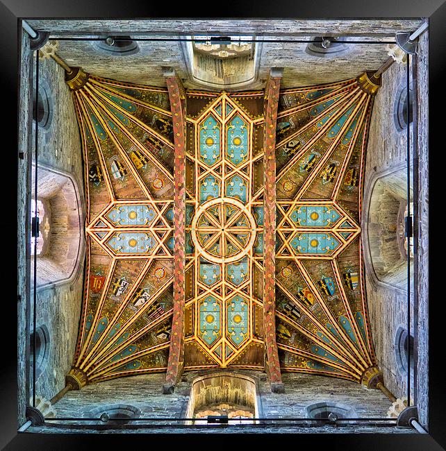  St Davids Cathedral tower ceiling Framed Print by Hazel Powell