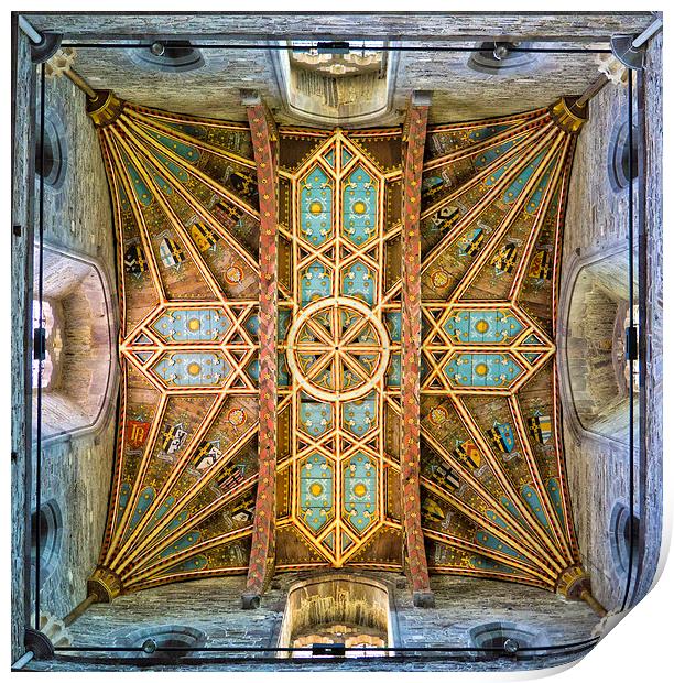  St Davids Cathedral tower ceiling Print by Hazel Powell