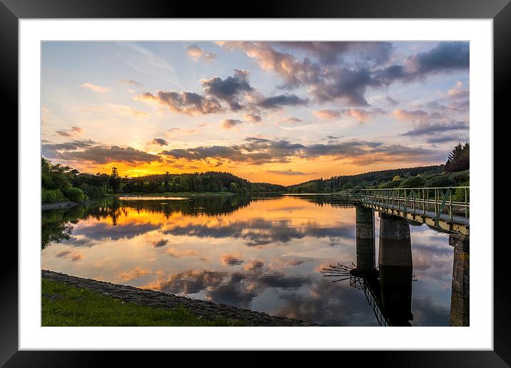 Kennick Reservoir Sunset Framed Mounted Print by John Fowler