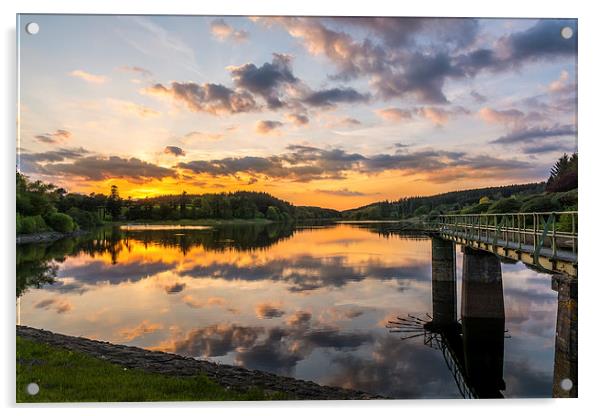 Kennick Reservoir Sunset Acrylic by John Fowler