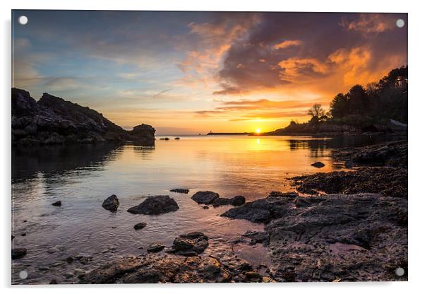 Churston Cove Sunrise Acrylic by John Fowler