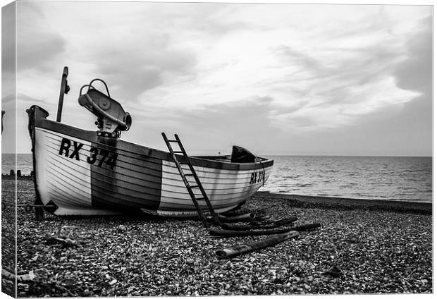  Fishing boat on Eastbourne Beach, East Sussex Canvas Print by Matthew Silver