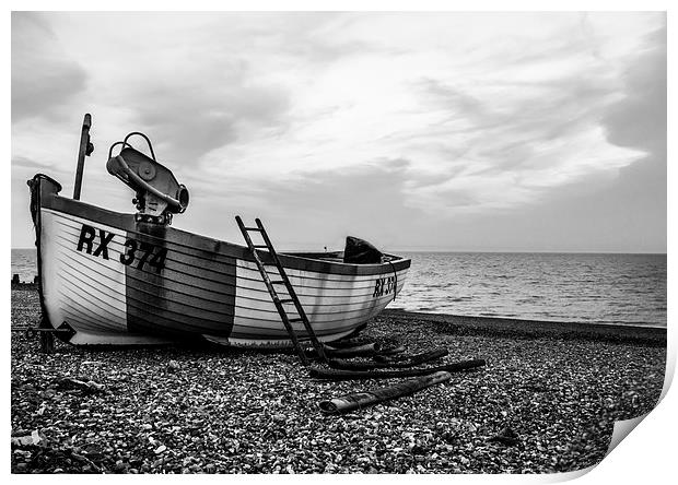  Fishing boat on Eastbourne Beach, East Sussex Print by Matthew Silver
