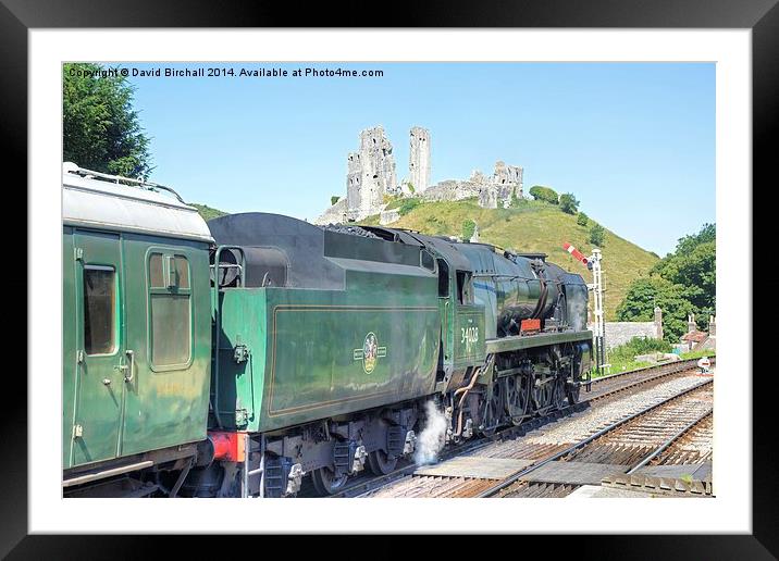  34028 Eddystone at Corfe Castle Framed Mounted Print by David Birchall