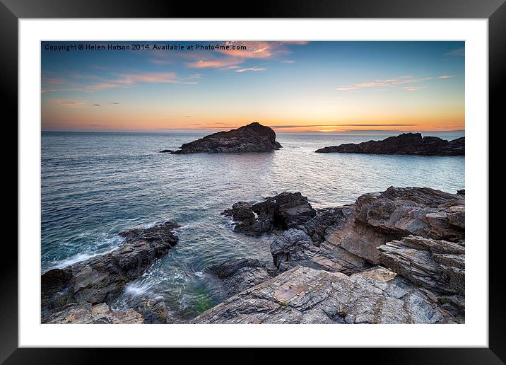 Sunset on the Cornwall Coast Framed Mounted Print by Helen Hotson