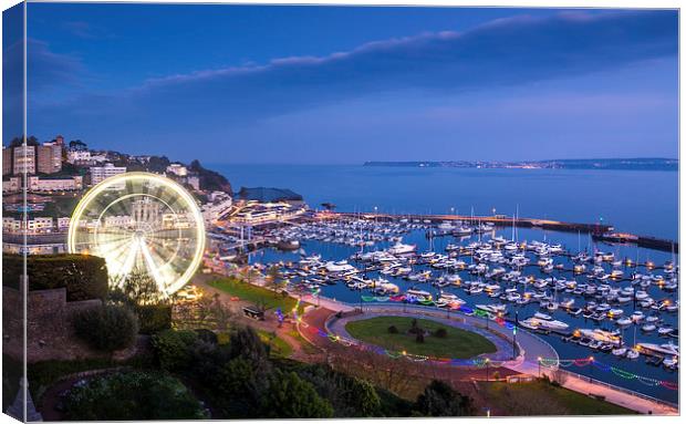 Torquay Harbour and Wheel Canvas Print by John Fowler