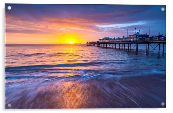 Paignton Pier at Sunrise Acrylic by John Fowler