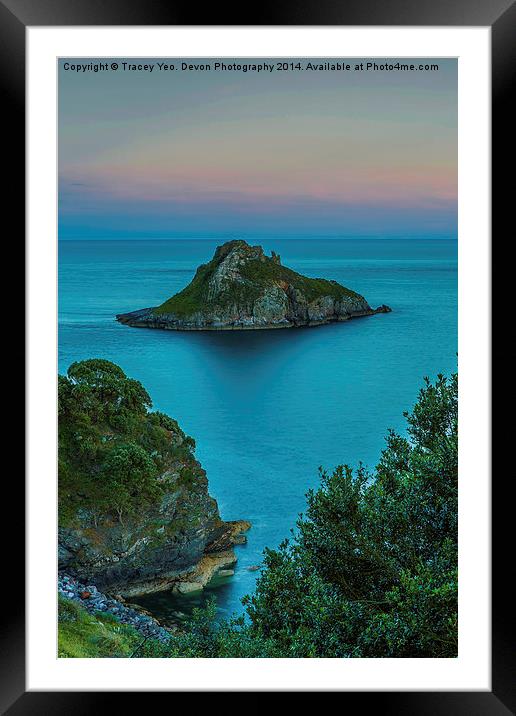  Thatcher Rock at Sunset. Framed Mounted Print by Tracey Yeo