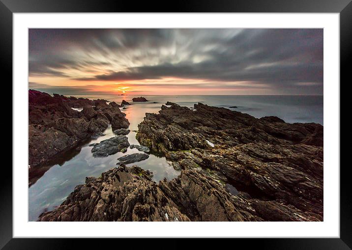  Vault Beach Sunrise Cornwall Framed Mounted Print by John Cropper