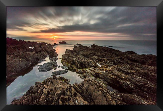  Vault Beach Sunrise Cornwall Framed Print by John Cropper