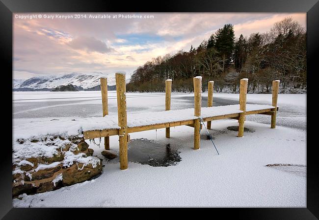 Derwentwater Jetty On A Snowy Day Framed Print by Gary Kenyon