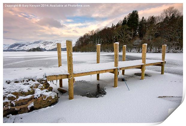  Derwentwater Jetty On A Snowy Day Print by Gary Kenyon