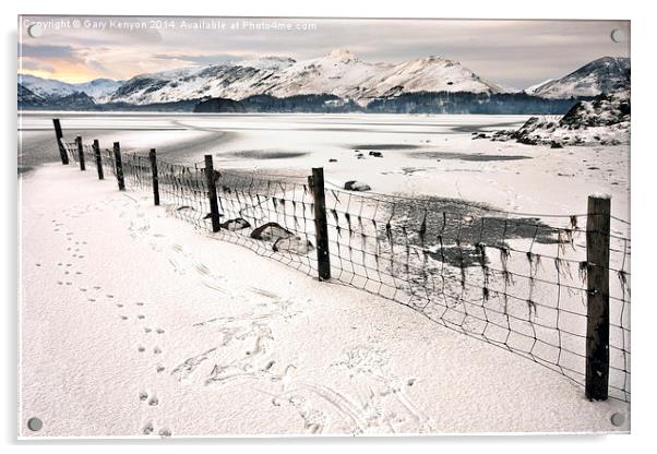  Frozen Derwentwater, Keswick Acrylic by Gary Kenyon