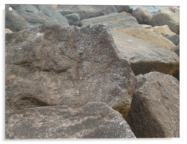 rocks of sidmouth Acrylic by nicola dingle