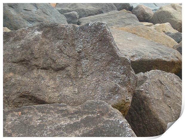 rocks of sidmouth Print by nicola dingle