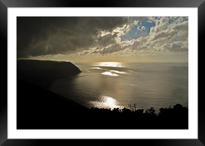 Storm Clouds Over Lynmouth Bay  Framed Mounted Print by graham young