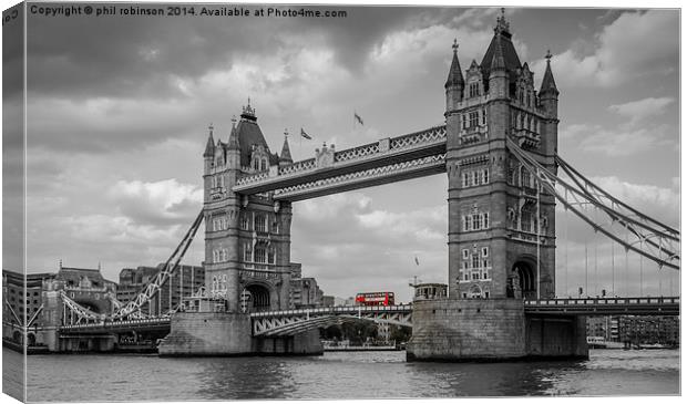 Tower Bridge with London Bus, London, England Canvas Print by Phil Robinson