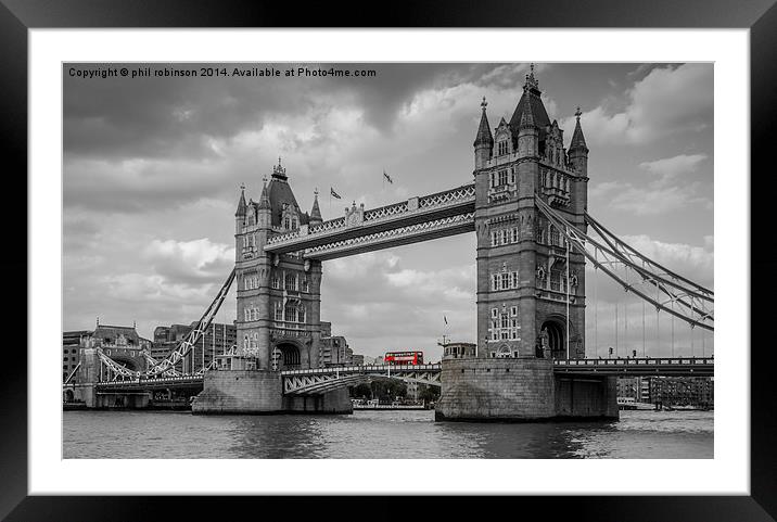  Tower Bridge with London Bus, London, England Framed Mounted Print by Phil Robinson
