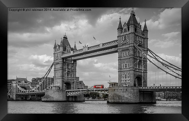  Tower Bridge with London Bus, London, England Framed Print by Phil Robinson