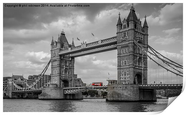  Tower Bridge with London Bus, London, England Print by Phil Robinson