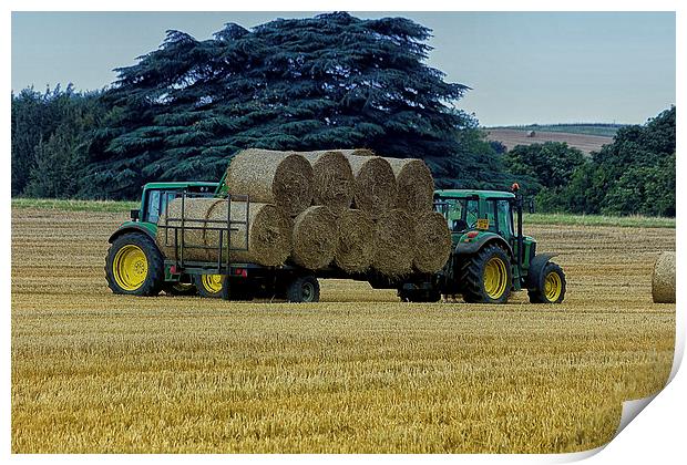  Gathering the hay bales Print by Dean Messenger