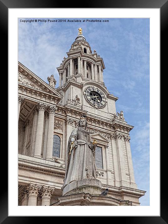 Queen Anne's Statue at St Paul's Cathedral in Lond Framed Mounted Print by Philip Pound