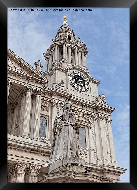 Queen Anne's Statue at St Paul's Cathedral in Lond Framed Print by Philip Pound