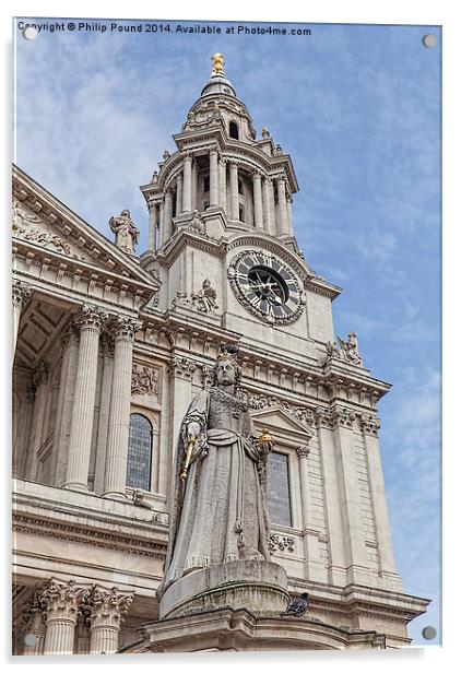 Queen Anne's Statue at St Paul's Cathedral in Lond Acrylic by Philip Pound