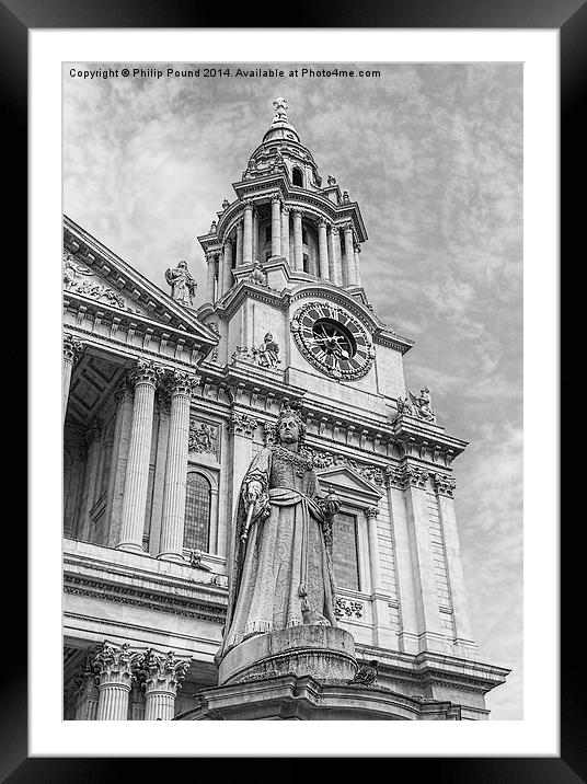  Queen Anne Statue in front of St Paul's Cathedral Framed Mounted Print by Philip Pound