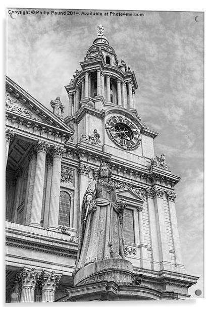  Queen Anne Statue in front of St Paul's Cathedral Acrylic by Philip Pound
