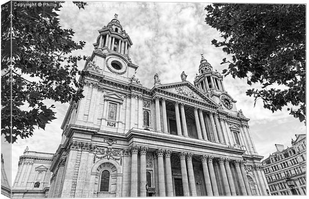  Front facade of St Paul's Cathedral in London Canvas Print by Philip Pound