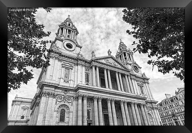  Front facade of St Paul's Cathedral in London Framed Print by Philip Pound
