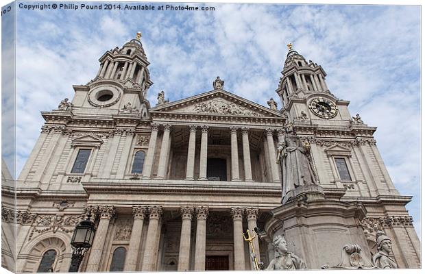 Queen Anne Statue in front of St Paul's Cathedral Canvas Print by Philip Pound
