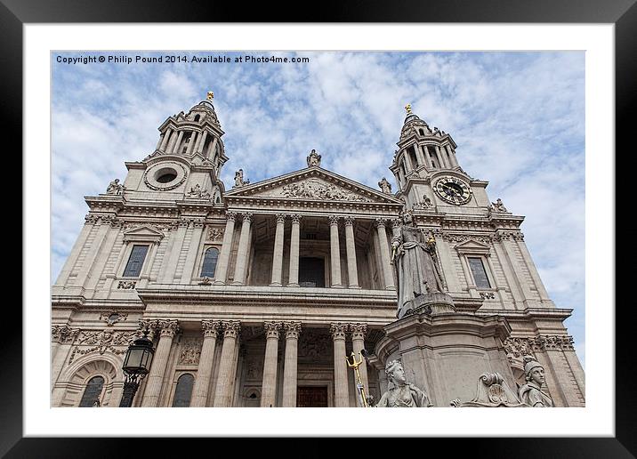  Queen Anne Statue in front of St Paul's Cathedral Framed Mounted Print by Philip Pound