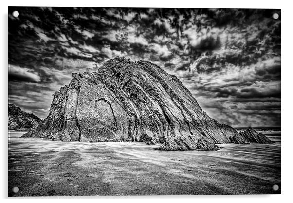 Goscar Rock Tenby Mono Acrylic by Steve Purnell
