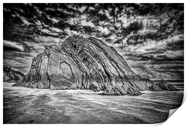 Goscar Rock Tenby Mono Print by Steve Purnell