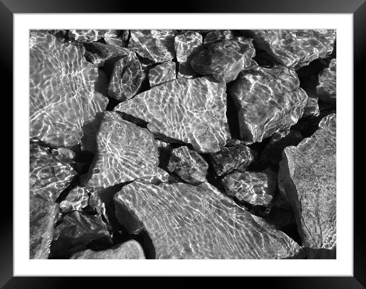 Sun Dappled Rock in Water Framed Mounted Print by Donna-Marie Parsons