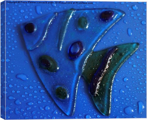  abstract stained glass fish Canvas Print by Paula Palmer canvas